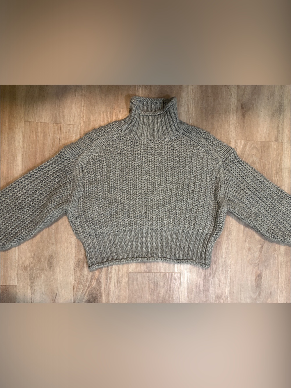 H&M Chunky Knit Turtleneck Sweater in Taupe